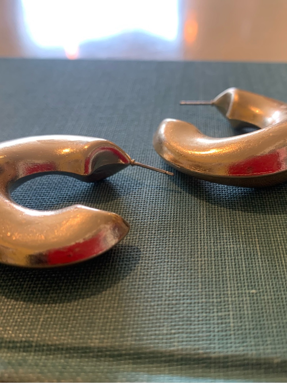 Chunky Metallic Hoop Earrings - Gold Tone